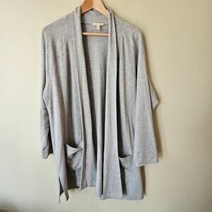 Eileen Fisher Women's Open Front Cardigan Large Tencel Cotton Minimalist Duster